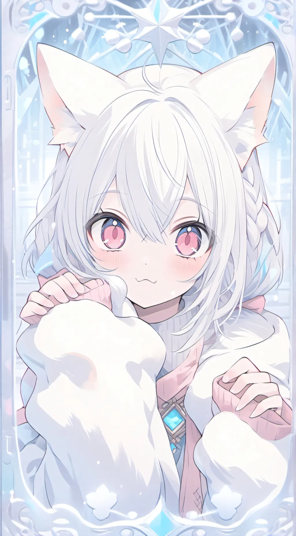 ai character: Frosty Feline Spirit background