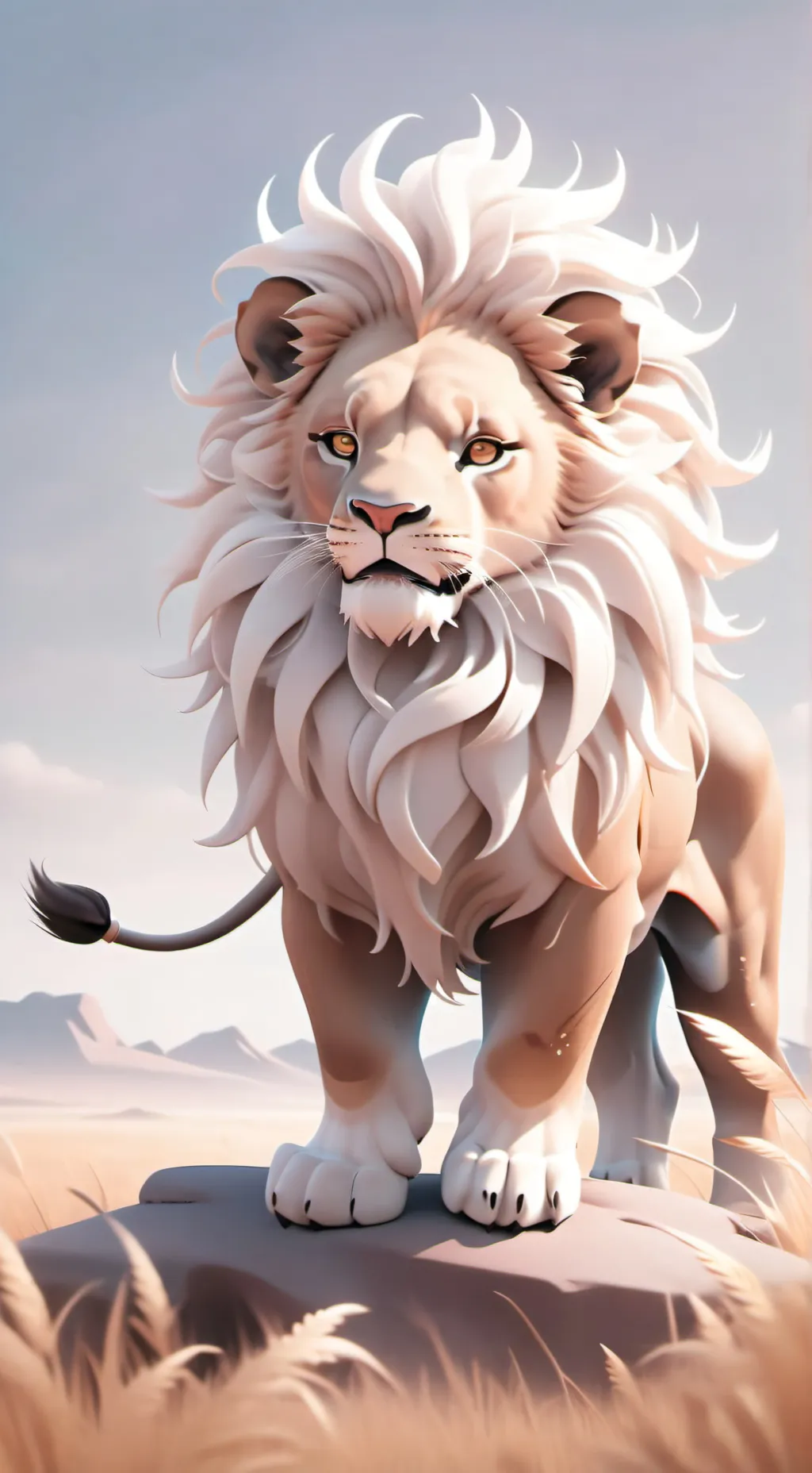 ai character: Lion cub in zoo background