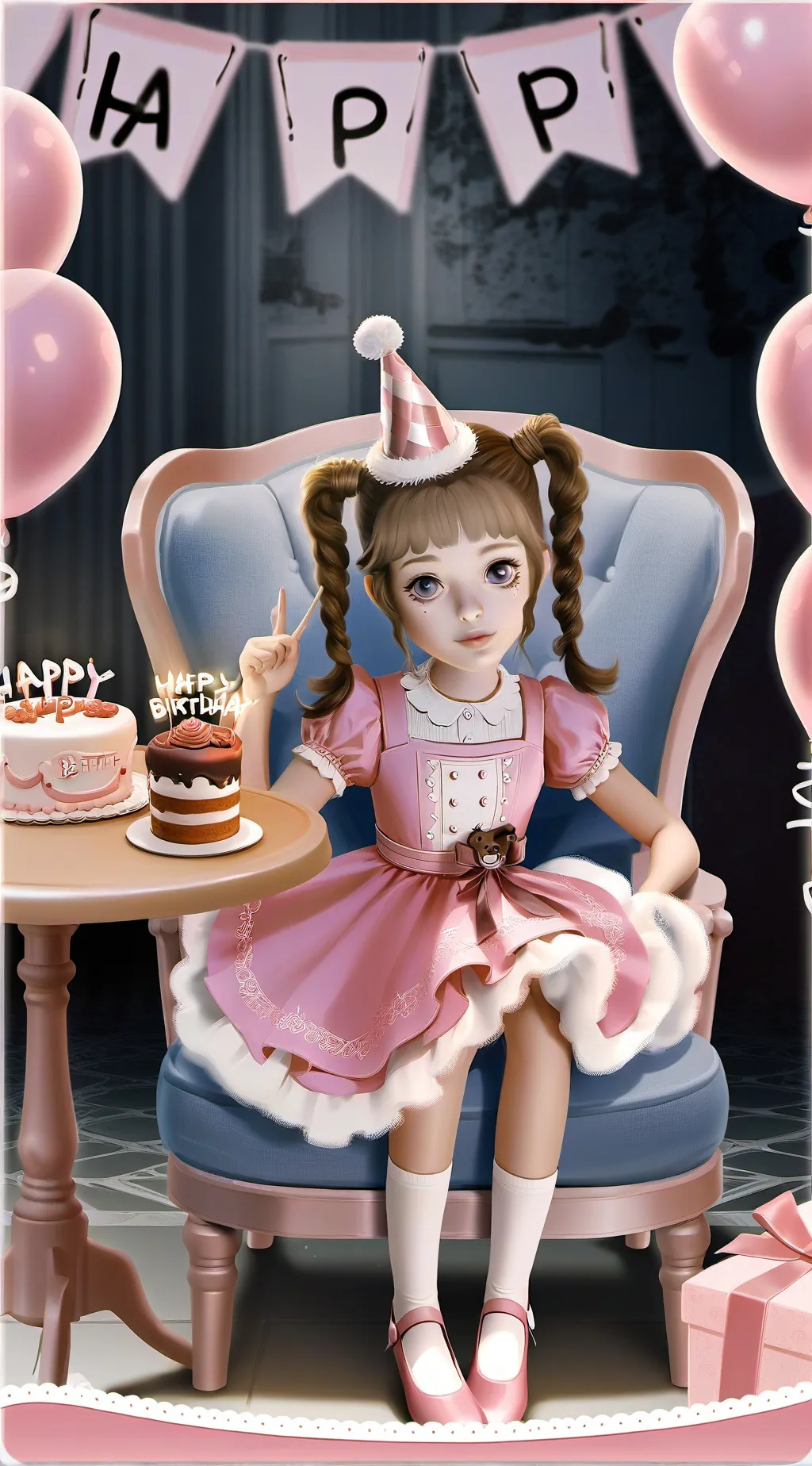 ai character: Pity party girl background