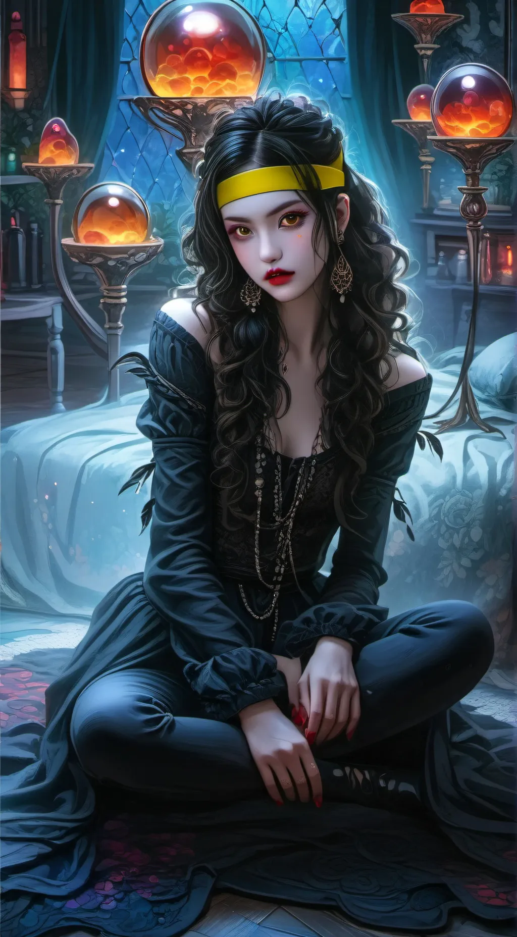 ai character: Ginger Sky 🌓🖤💛😍 background