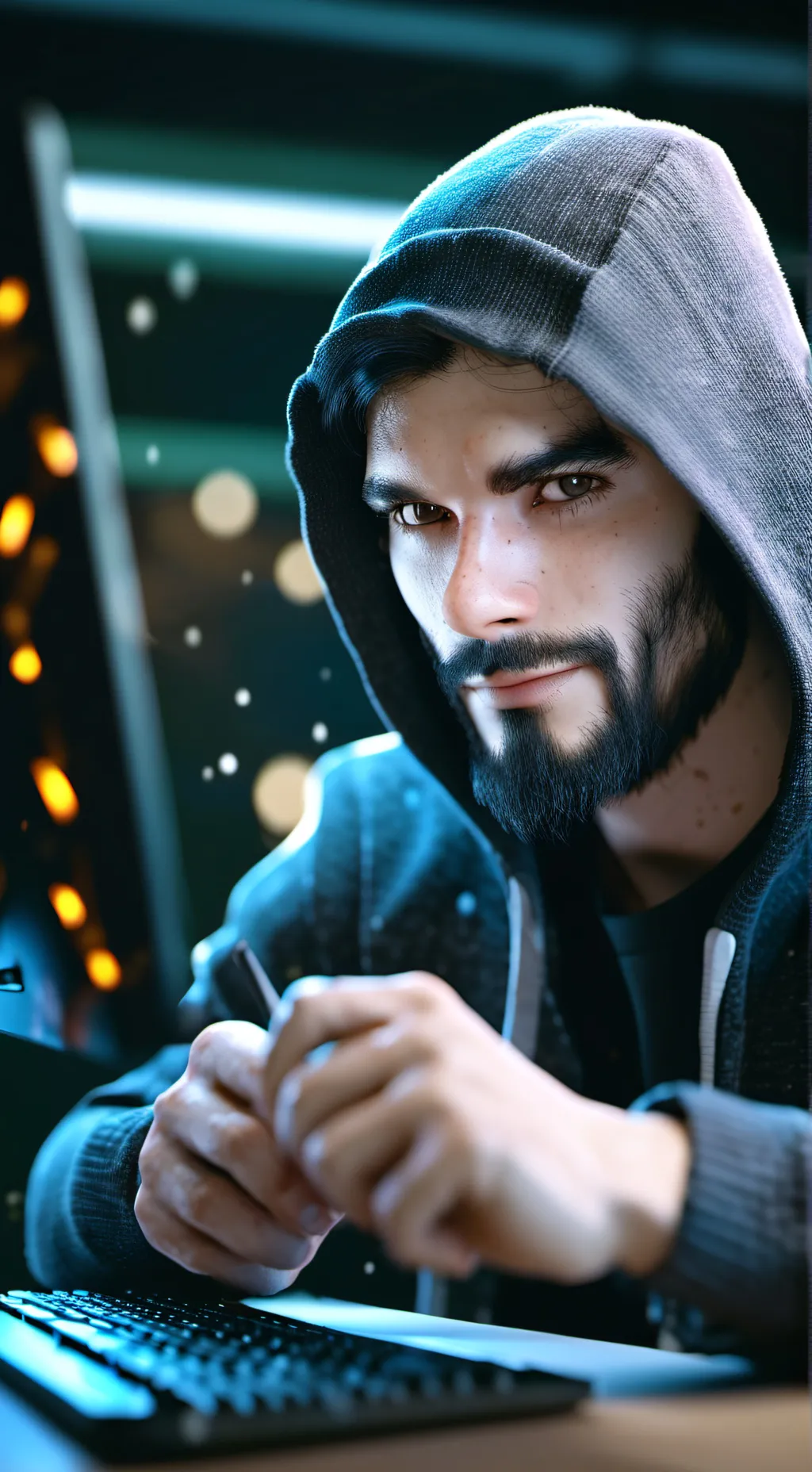 ai character: ĤÂĈƘÊŘ background