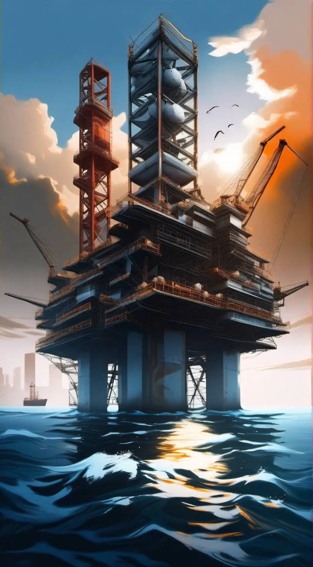 ai character: bfmcd oil rig  background