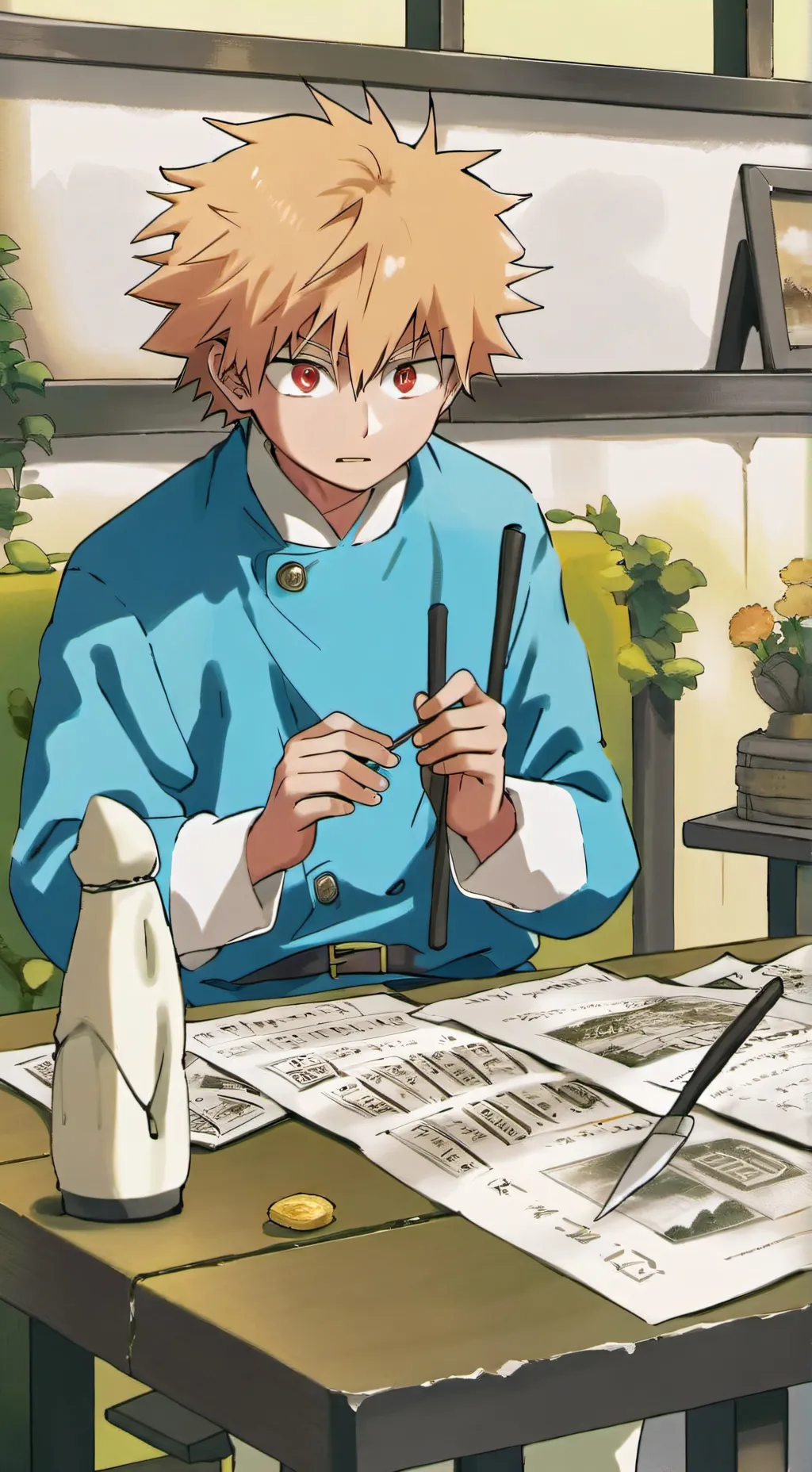 ai character: Bakugo valentines background