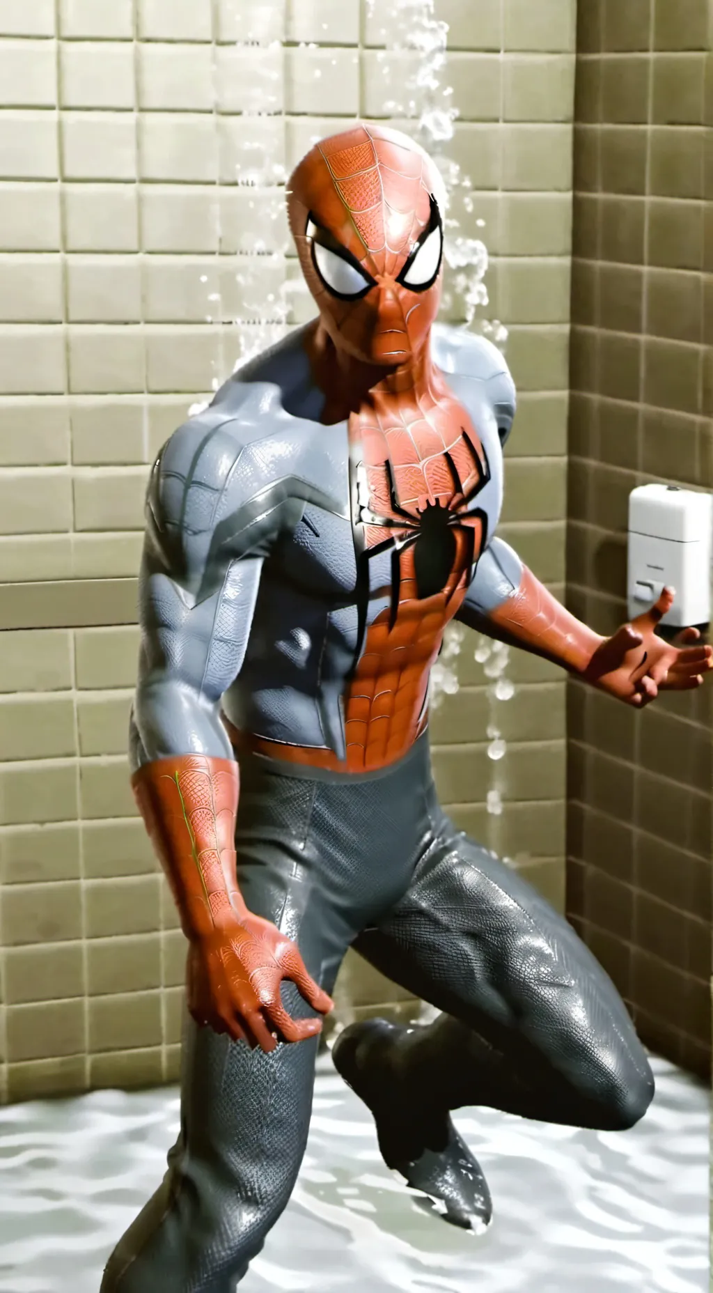 ai character: Spiderman inshower background