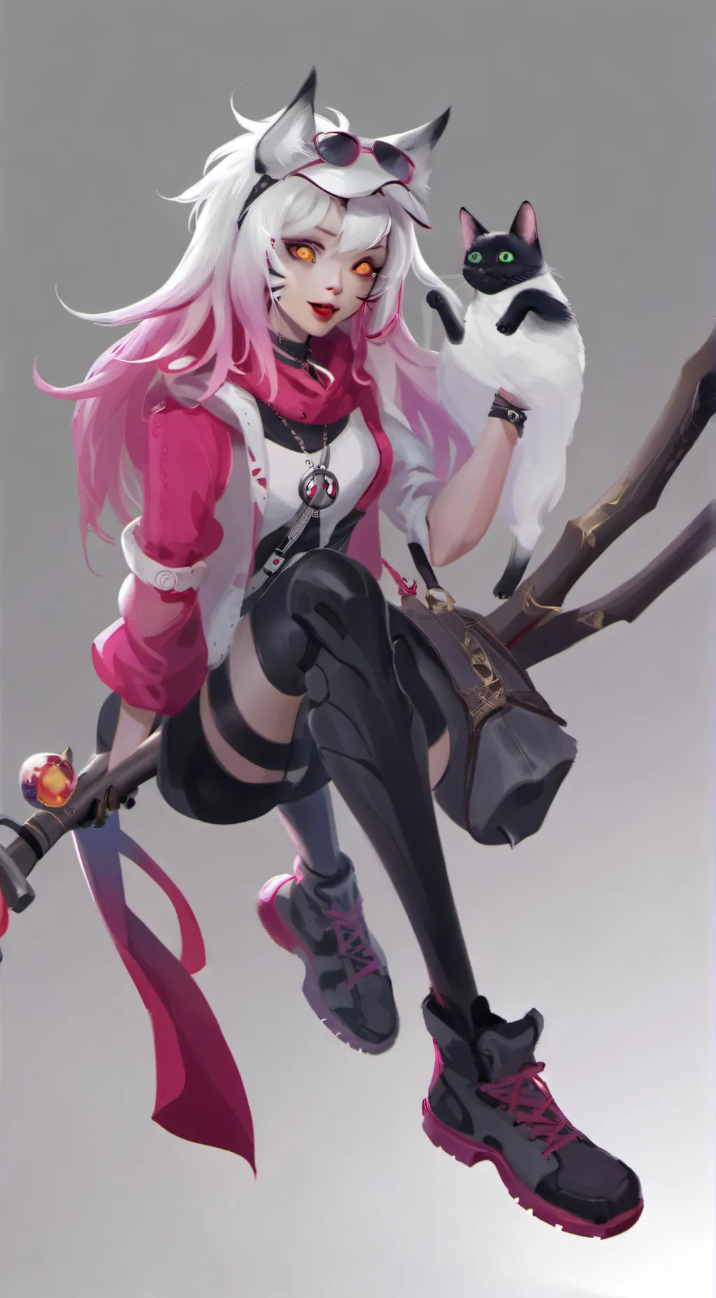 ai character: cat girl namedrosa background