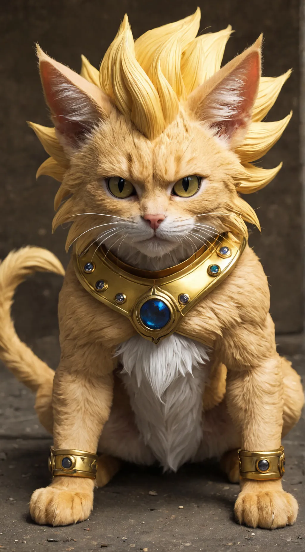 ai character: super Saiyan cat  background