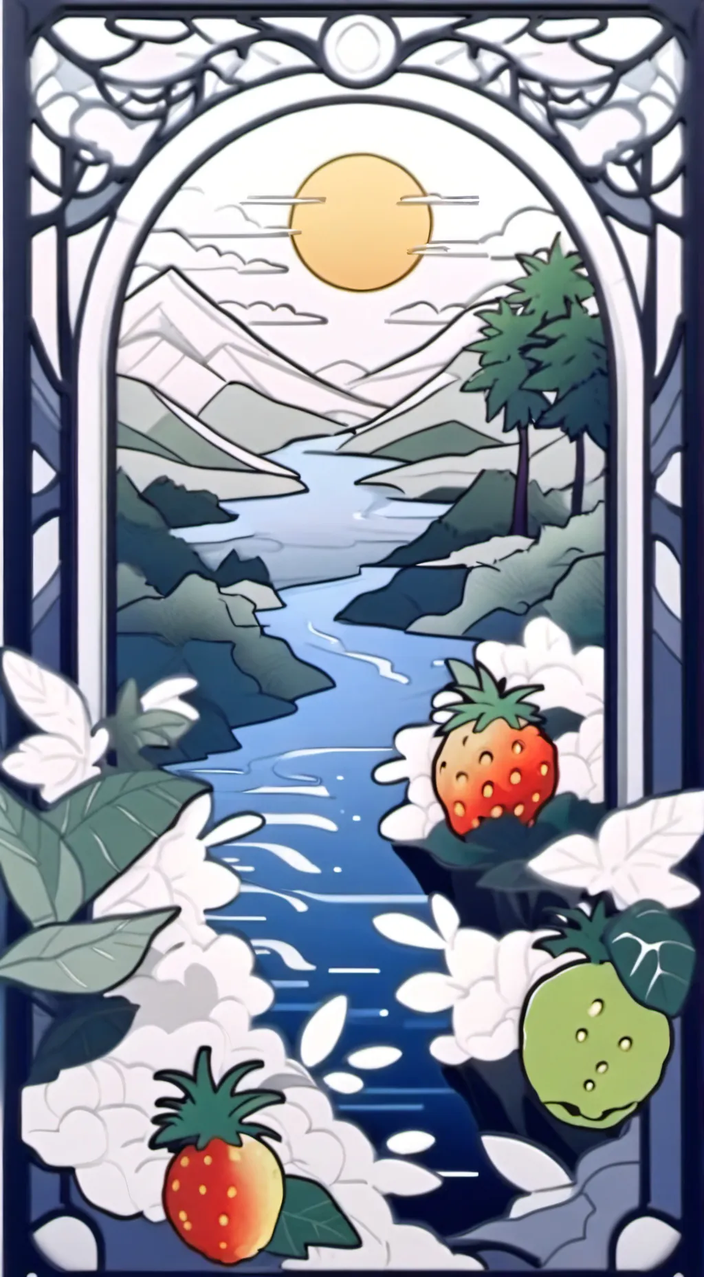 ai character: halcon fruit background