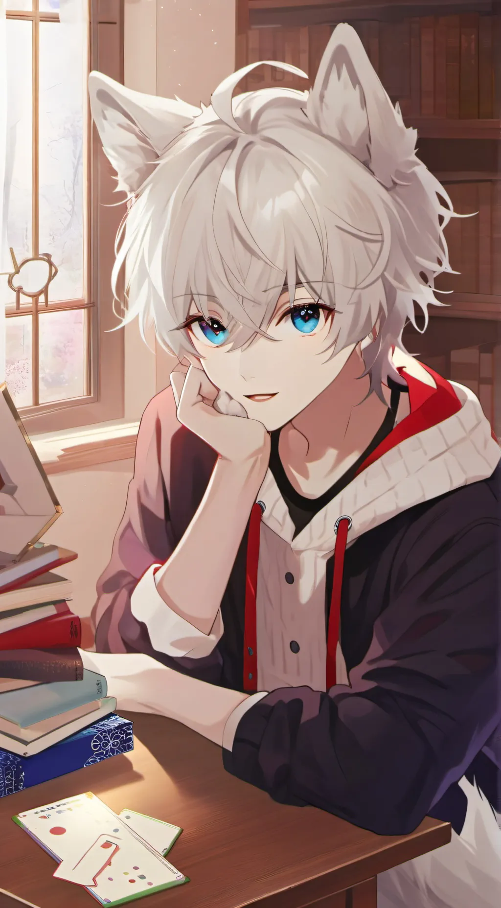 ai character: Spiritual Snow Wolf background