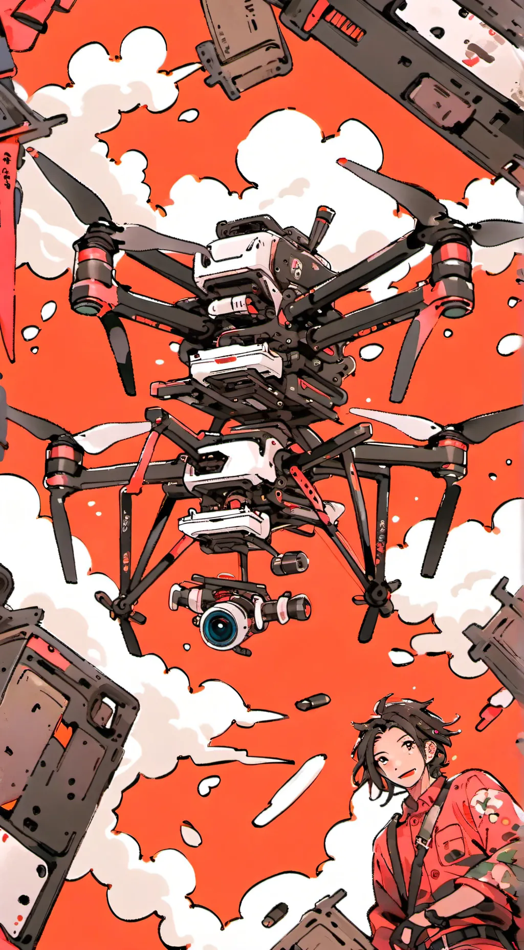 ai character: Murder drone uzi background