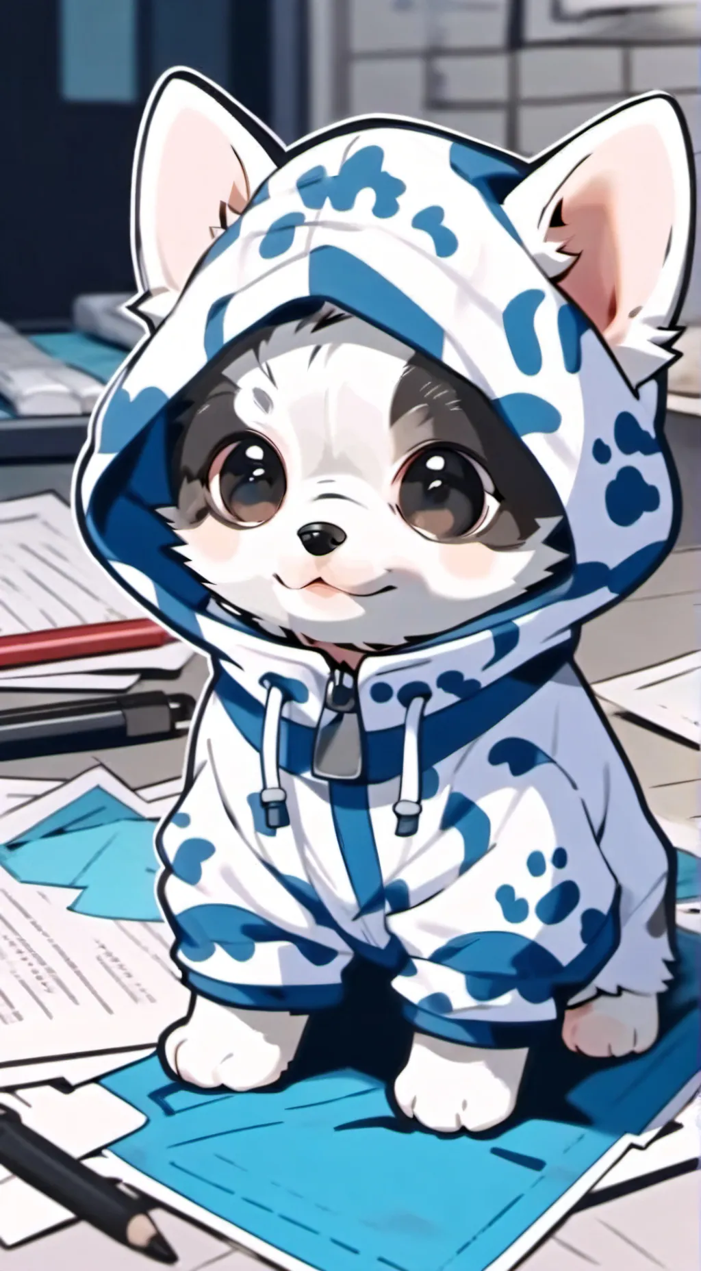 ai character: fluffy  background