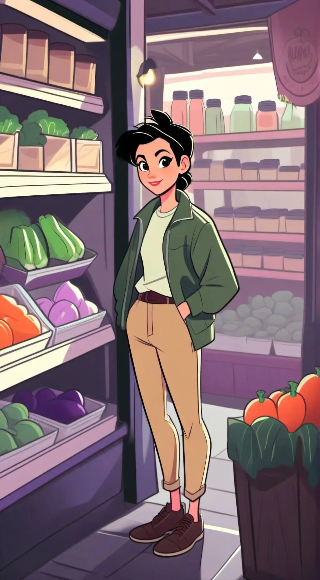 ai character: tienda de verduras background