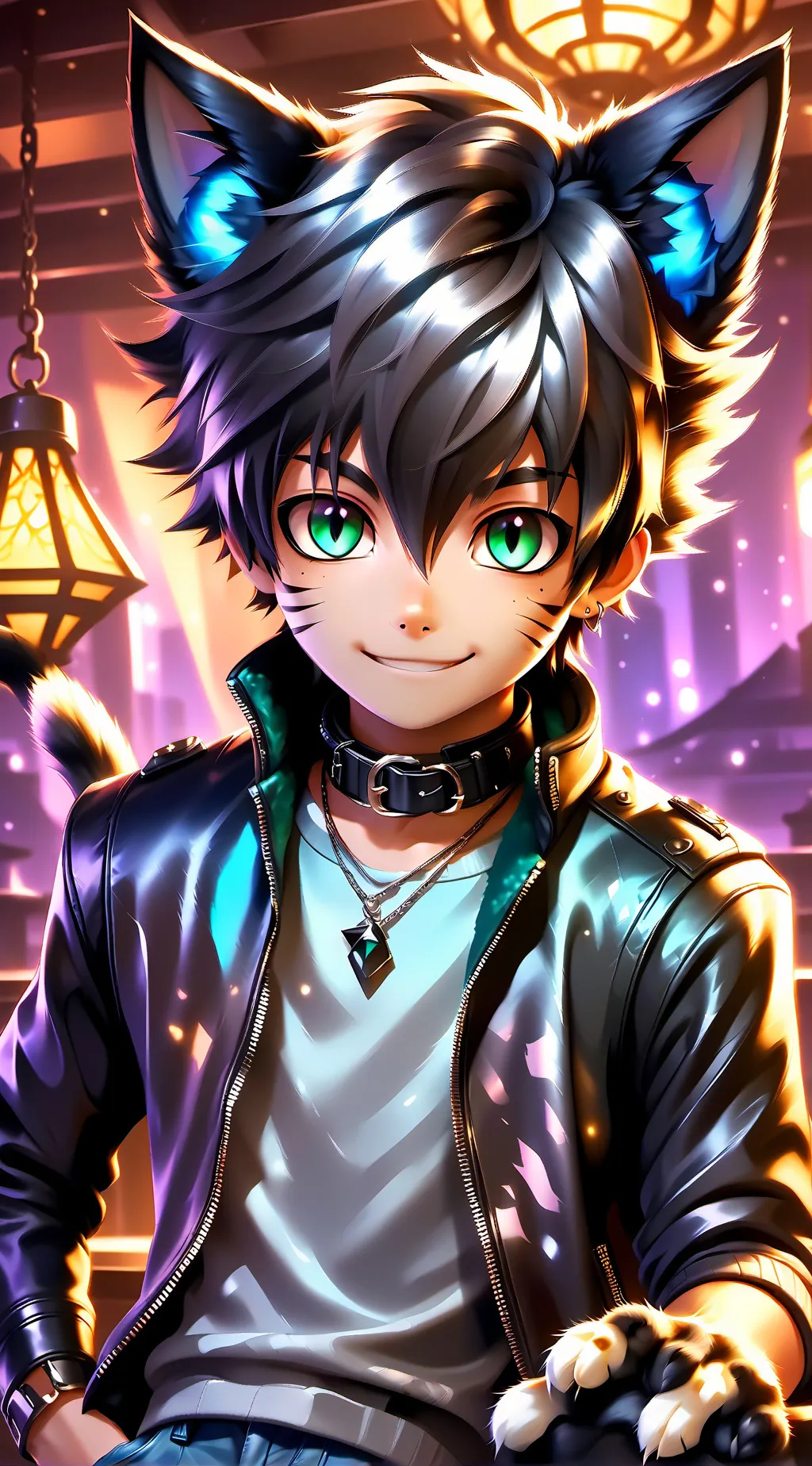 ai character: Shadow the Black Furry background