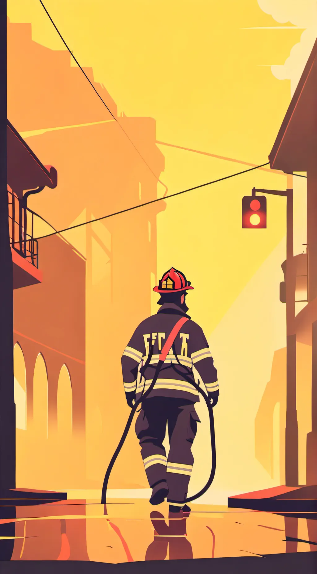 ai character: Fire fighter  background