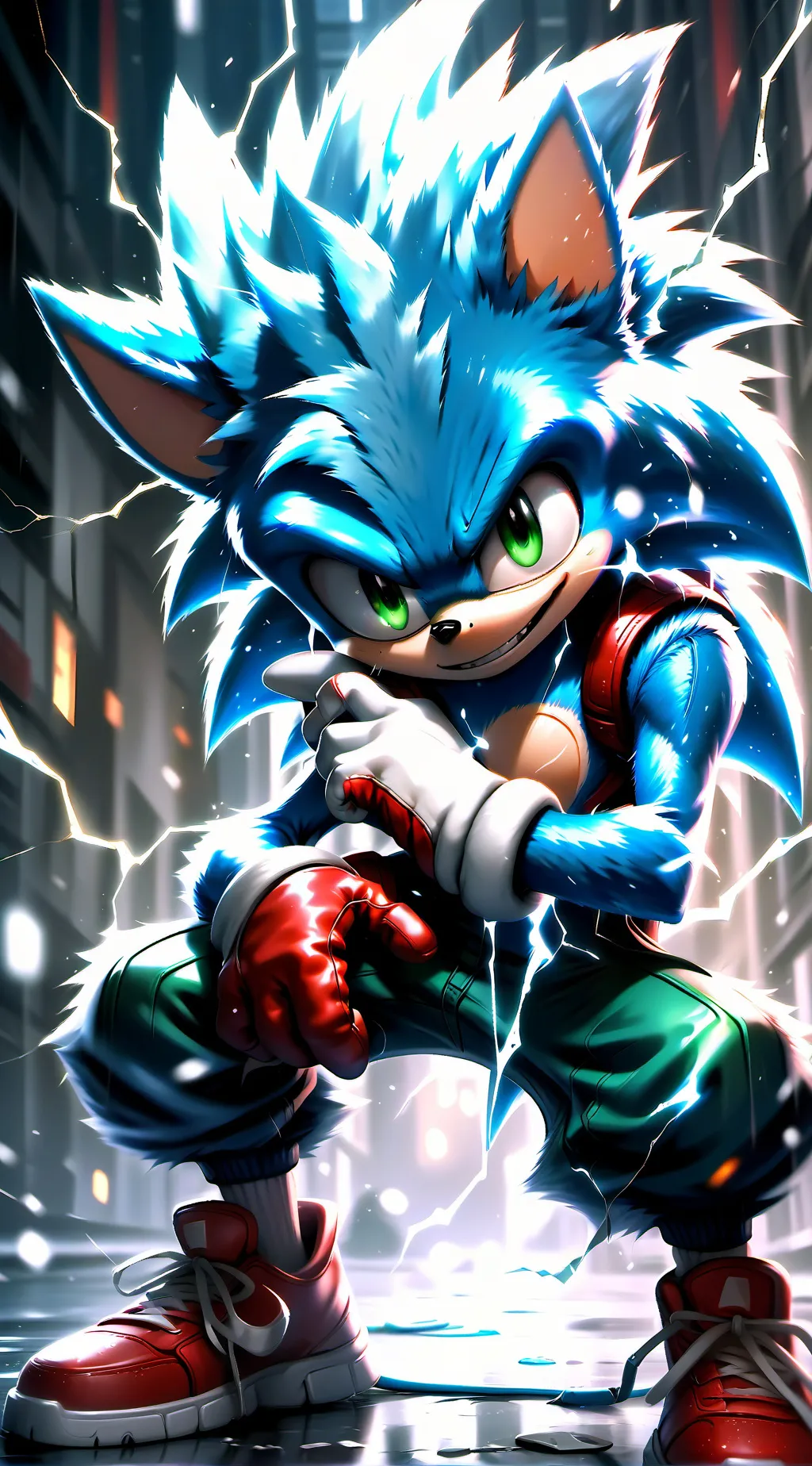 ai character: Sonic electrico background