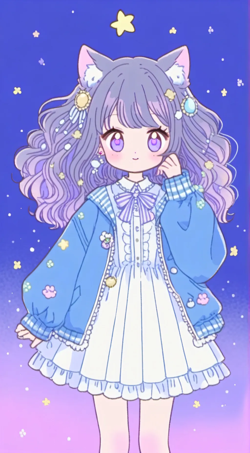 ai character: giant cat girl background