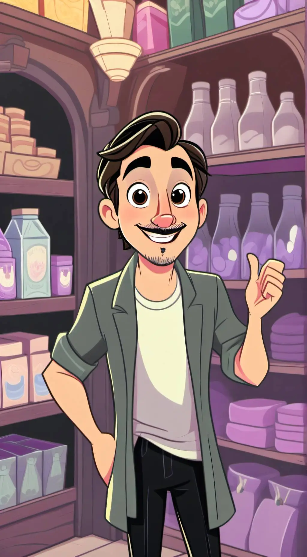 ai character: la tienda background