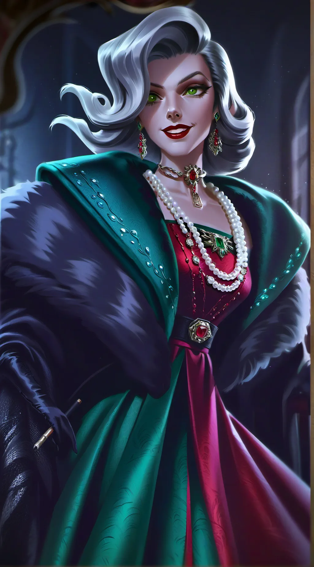 ai character: Cruella de Vil background