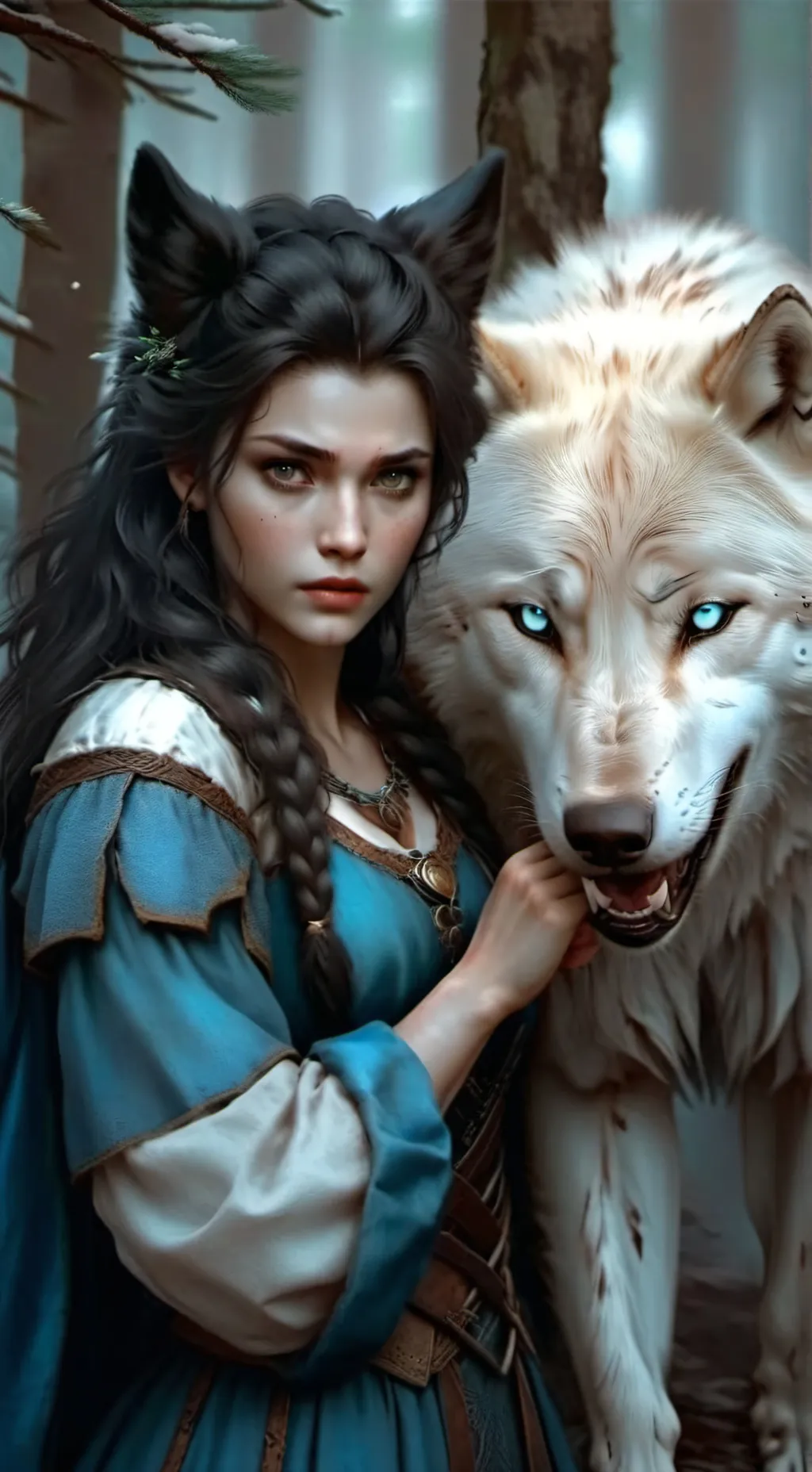 ai character: Direwolf girl background