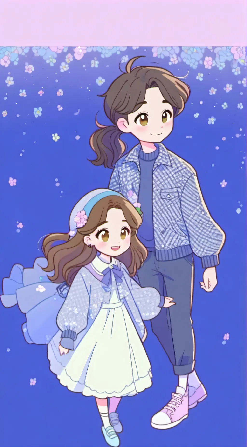 ai character: luna and David  background