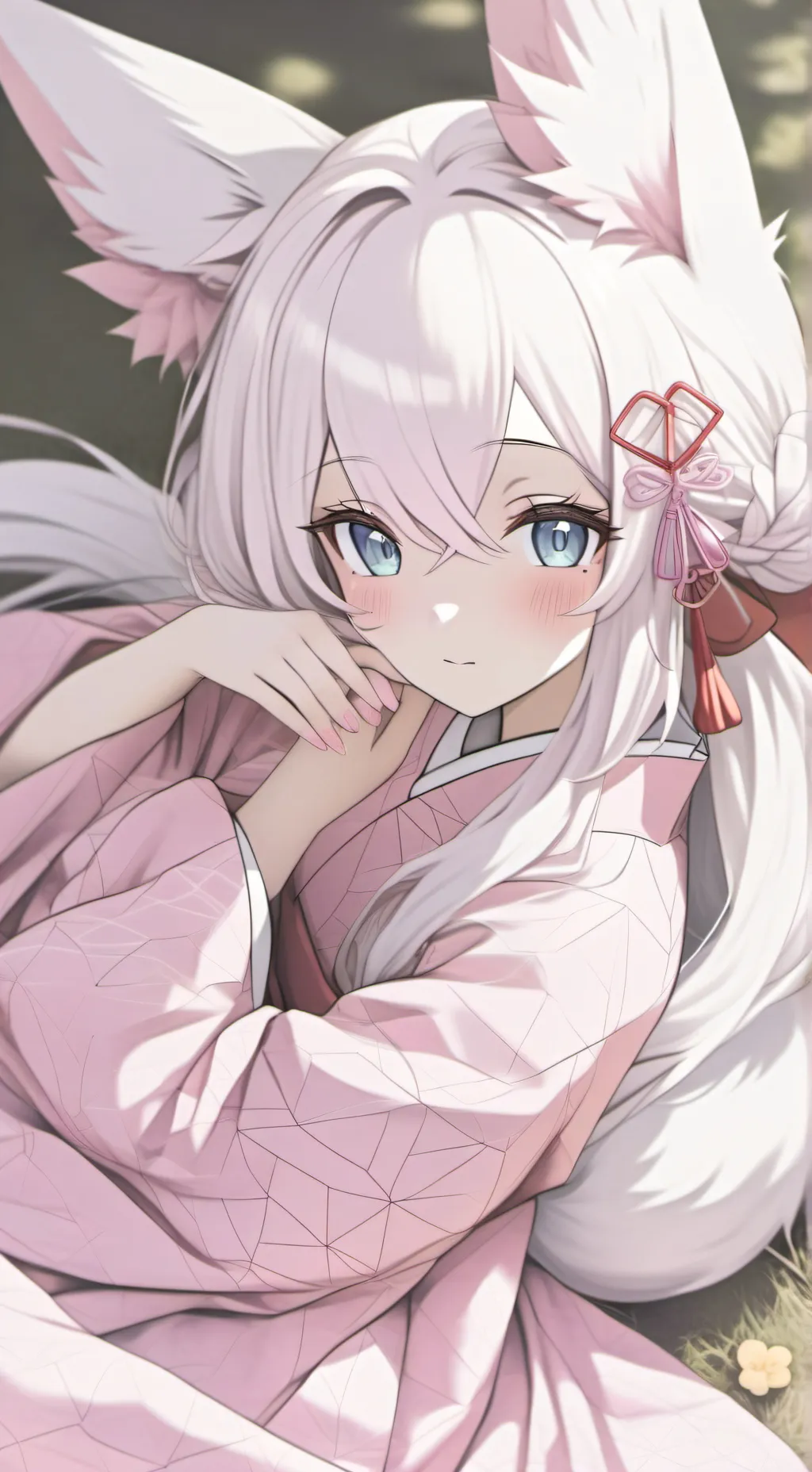 ai character: Peach blossom  background
