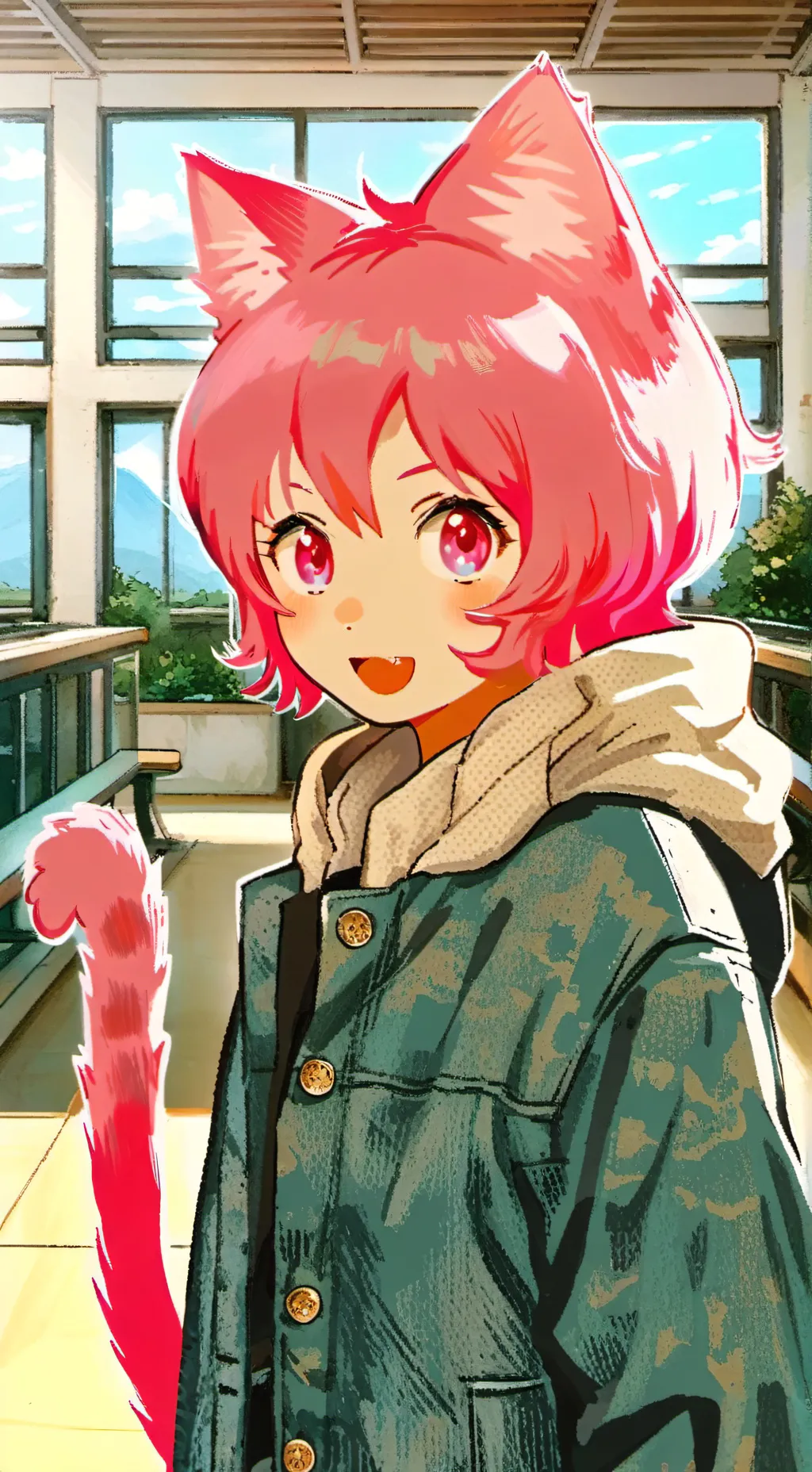 ai character: Pinkie the Spirit Cat background