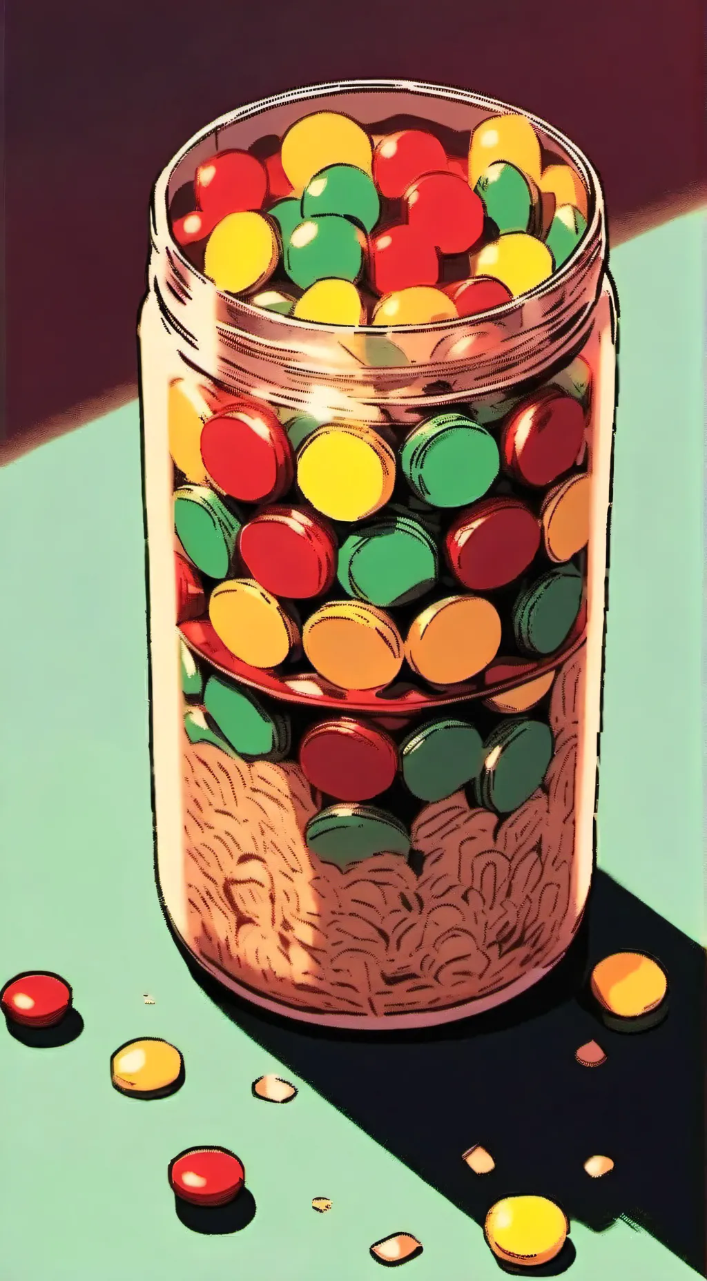 ai character: A jar of candy  background