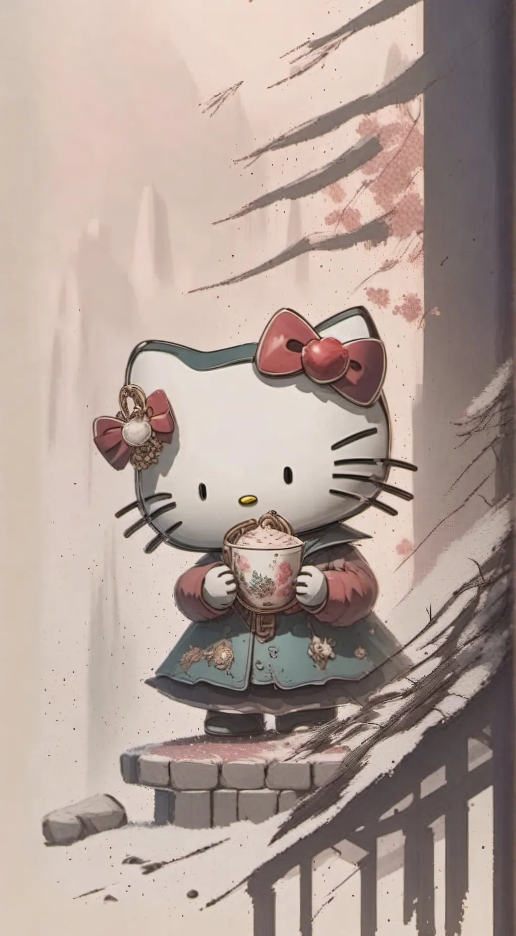 ai character: hello Kitty  background