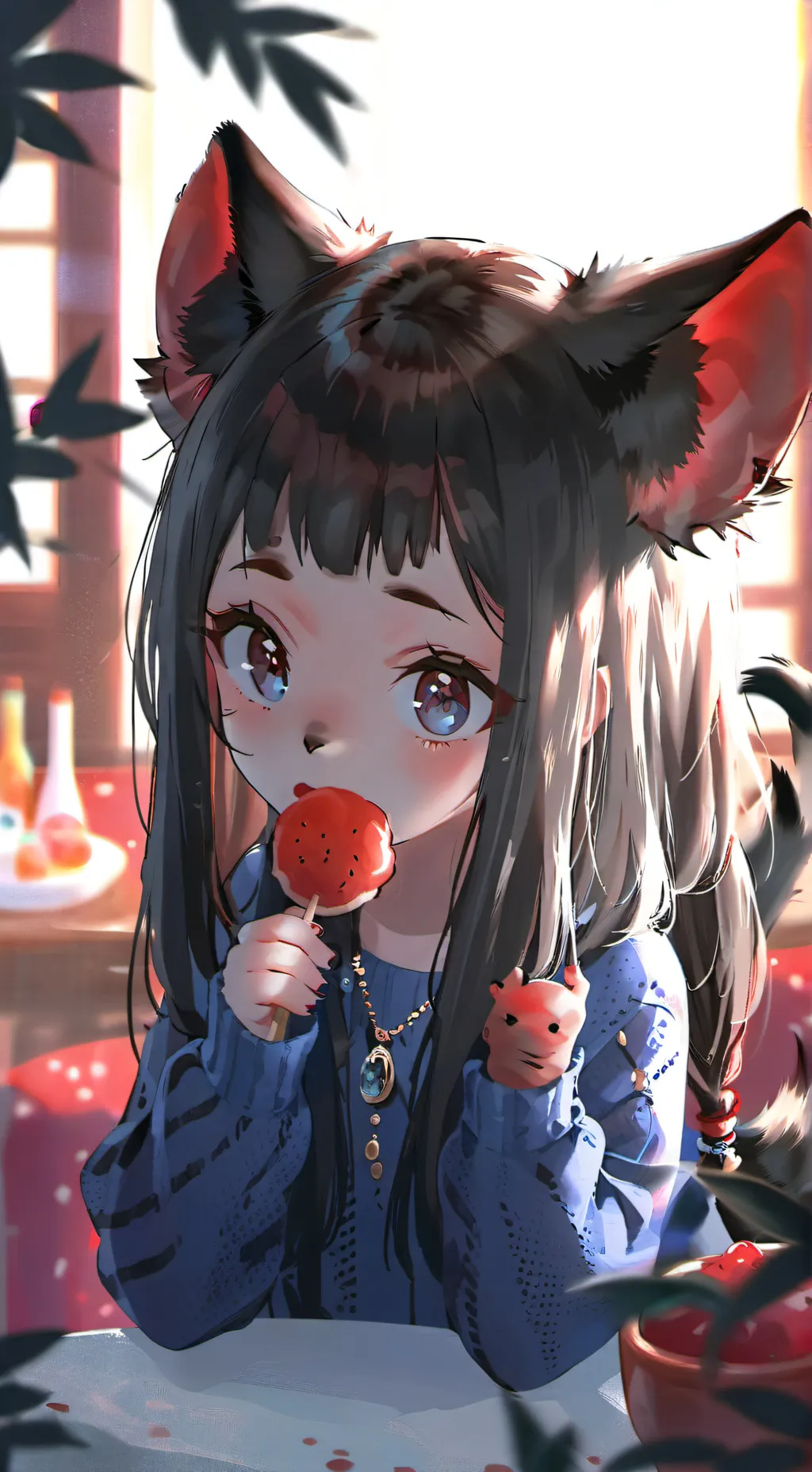 ai character: Fluffy Hyena Furry background