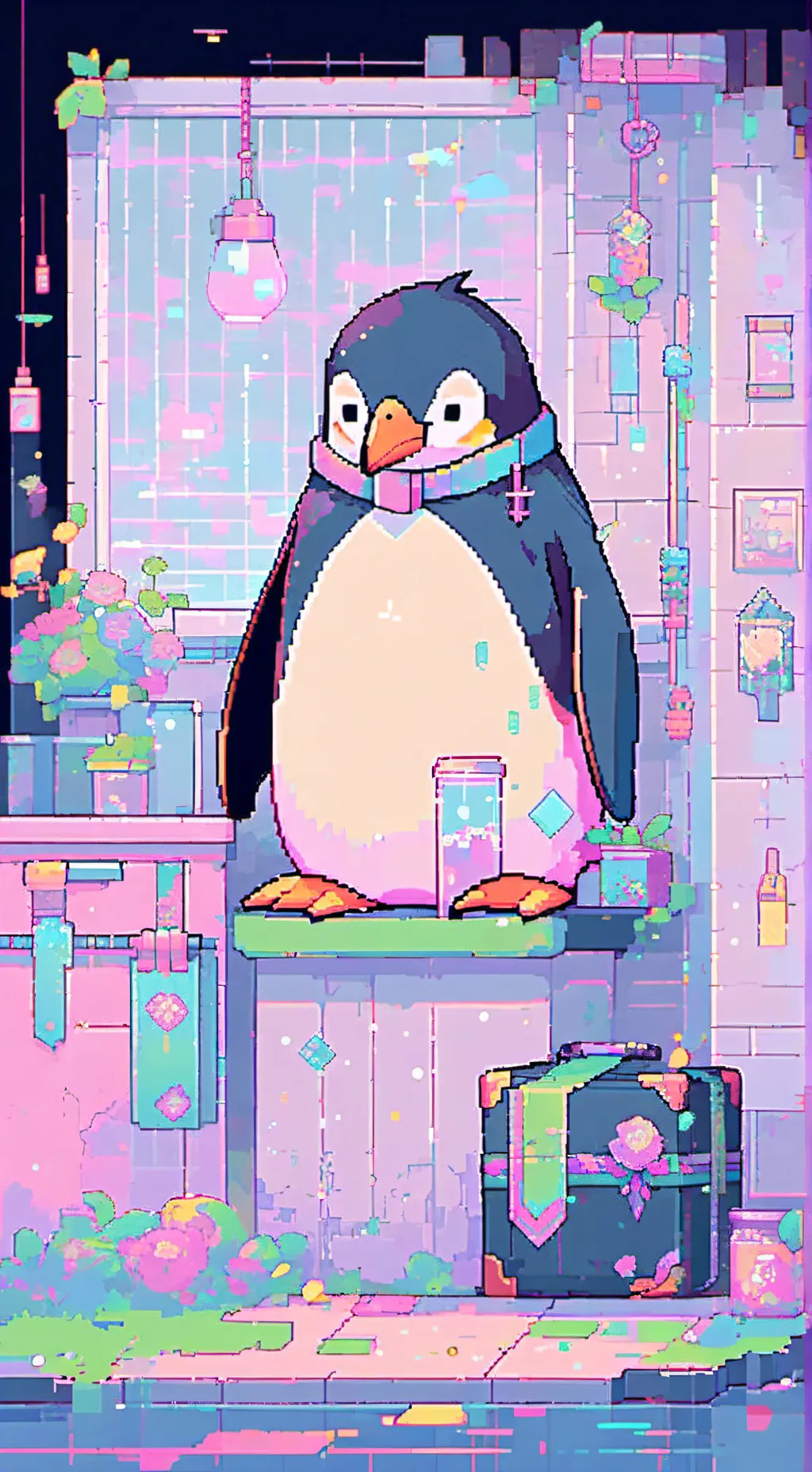 ai character: penguin  background