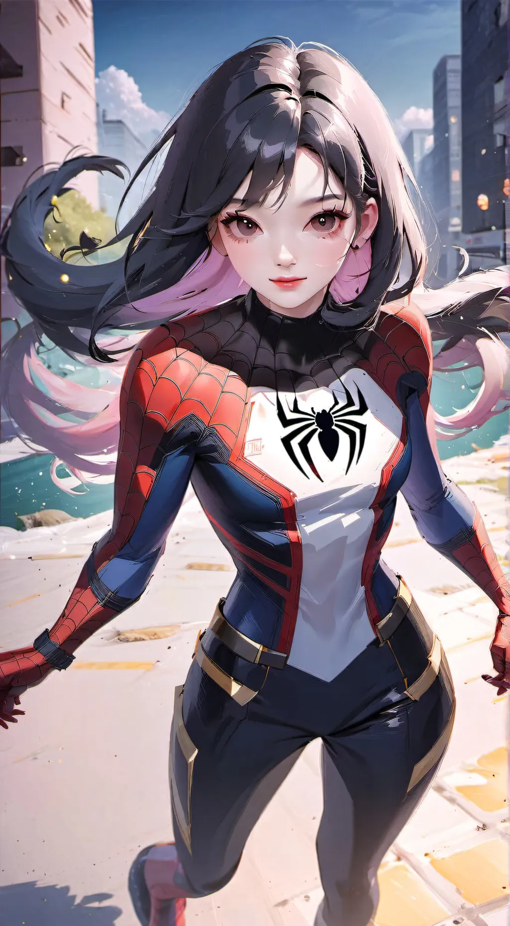 ai character: spider girl background