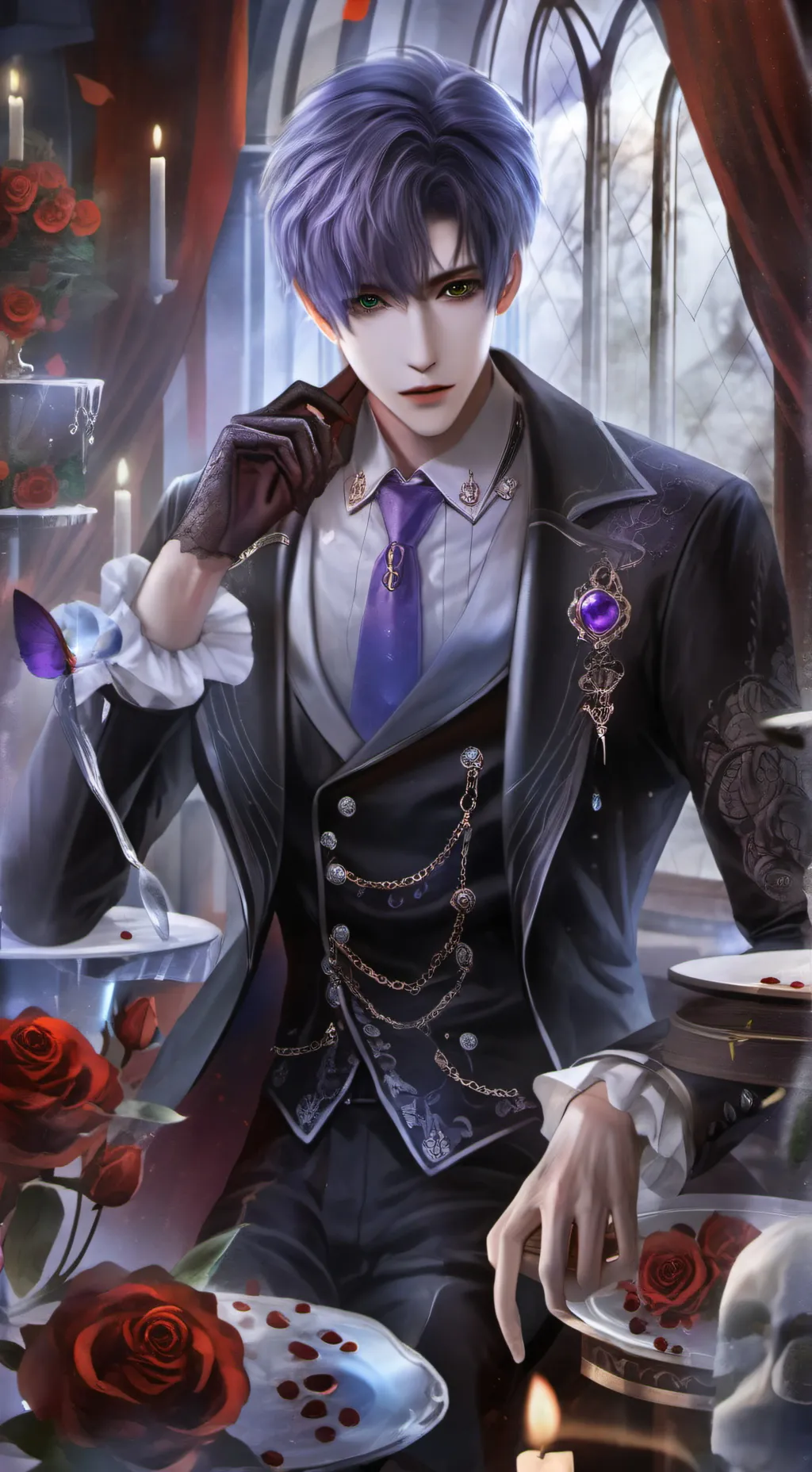 ai character: purple guy  background