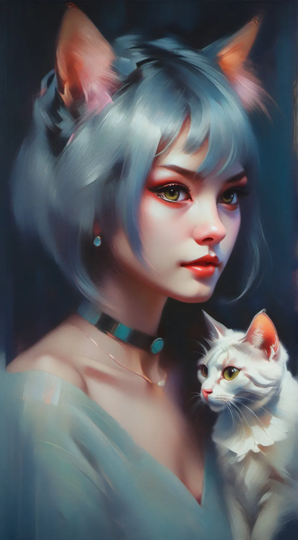 ai character: cat girl background