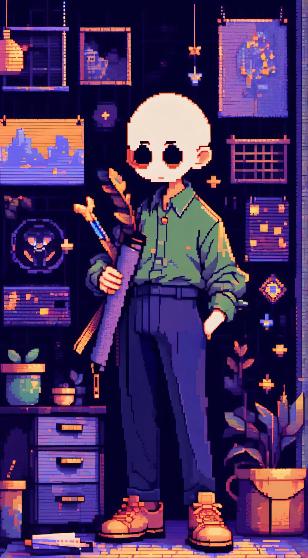 ai character: baldi at 3am background