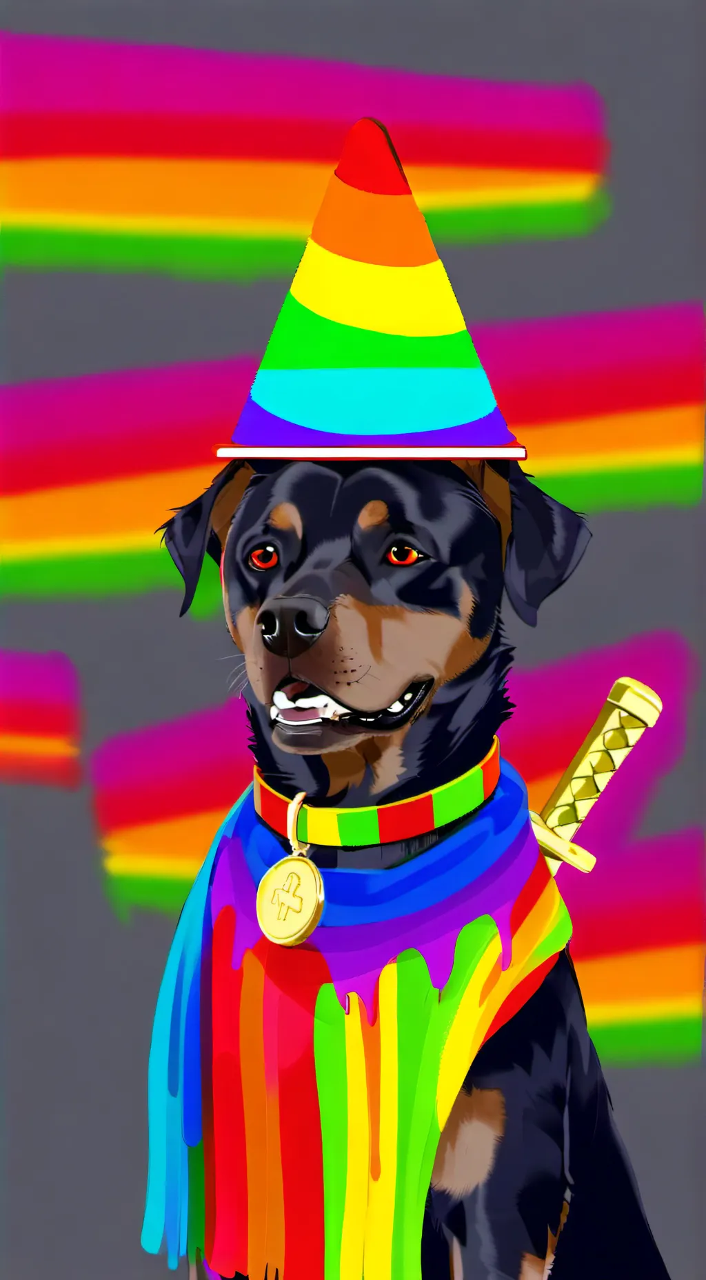 ai character: rainbow man  background