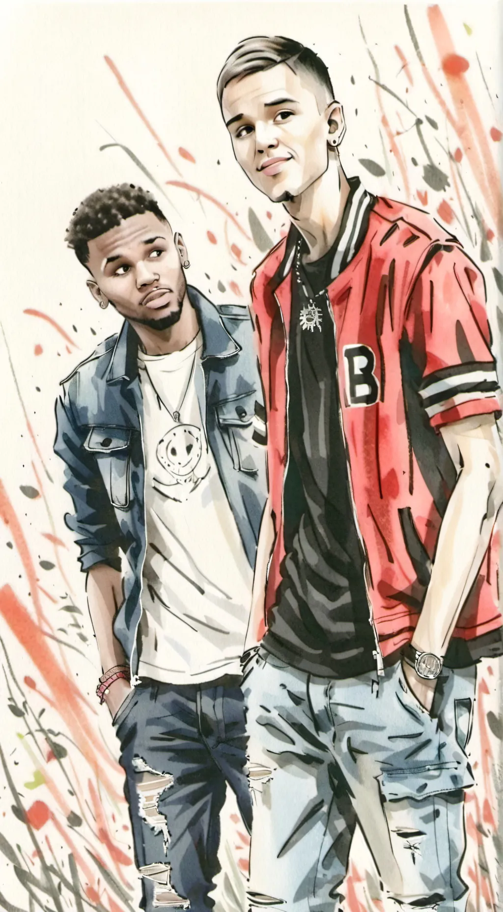 ai character: Chris and Justin  background