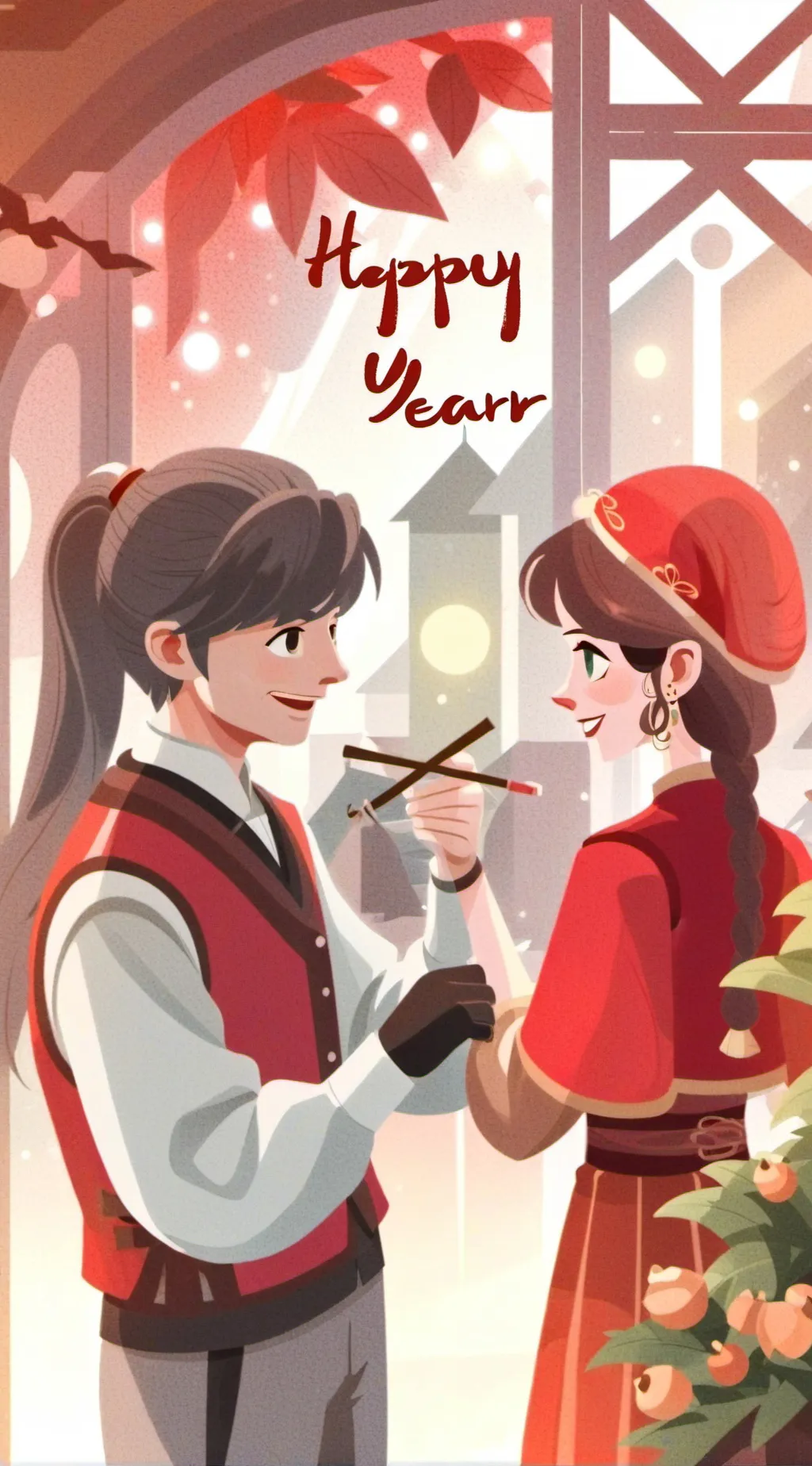 ai character: HAPPY NEW YEAR background