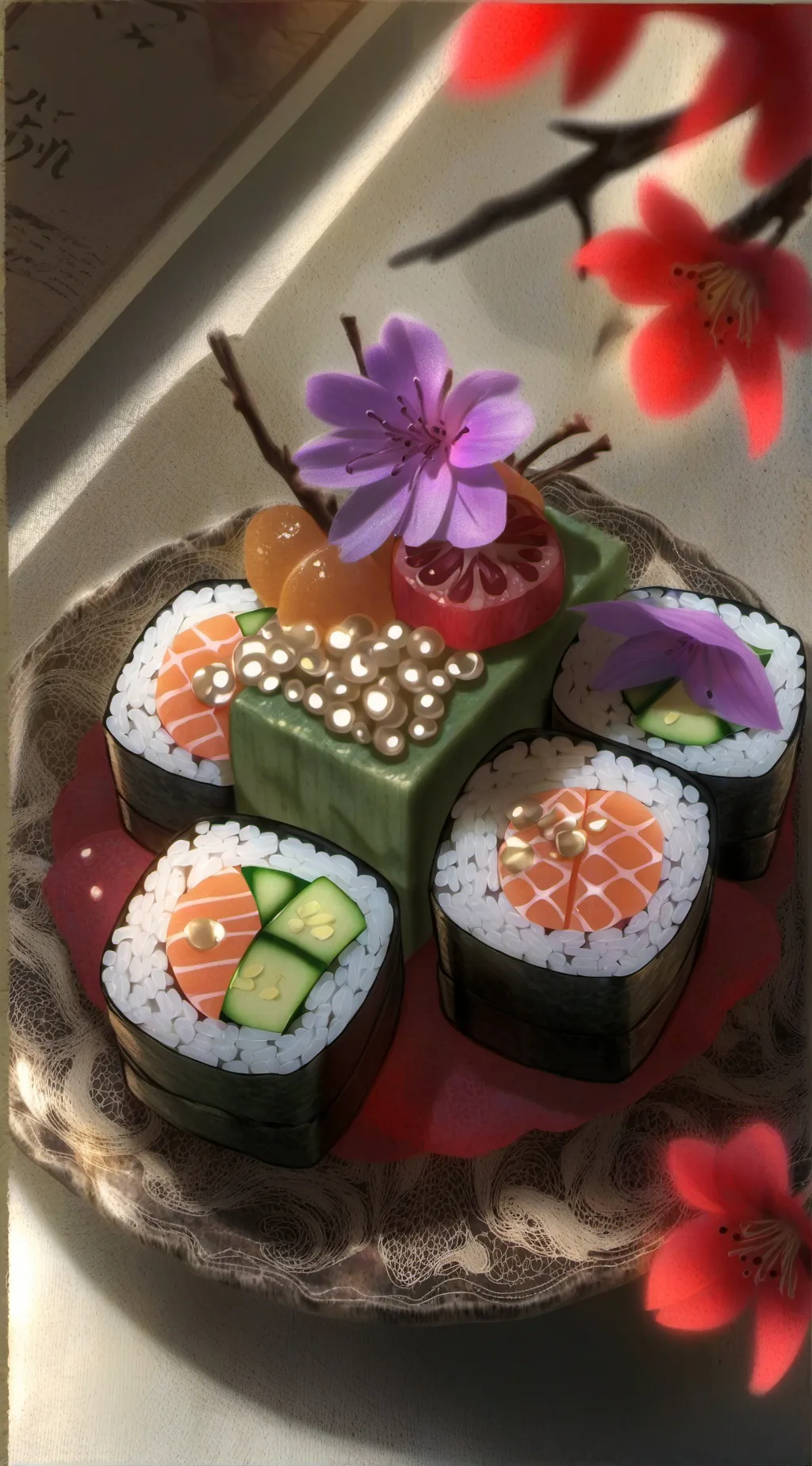 ai character: Sushi restaurant background