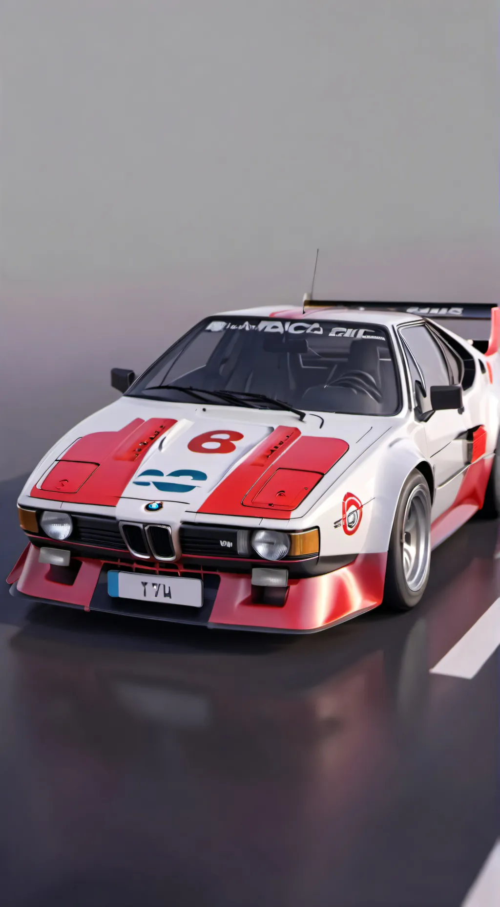 ai character: bmw m1 on race. background