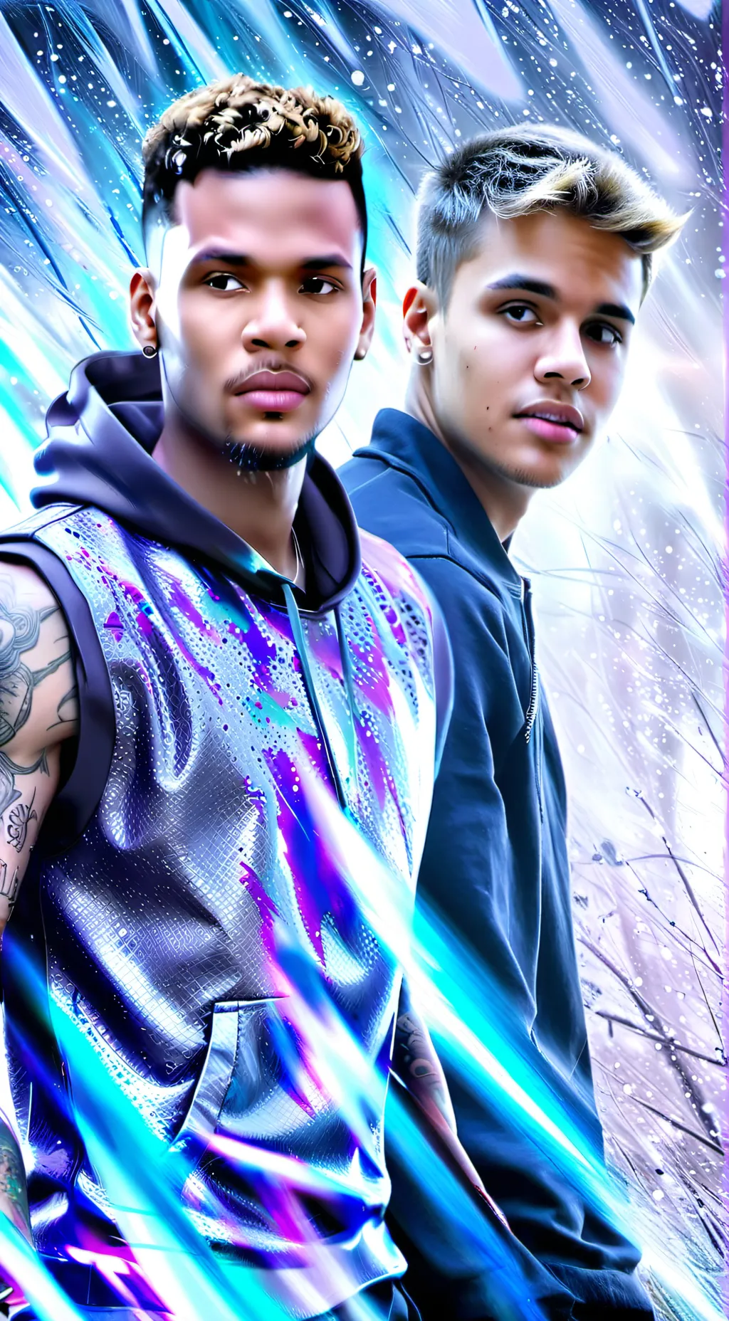 ai character: Chris and Justin  background