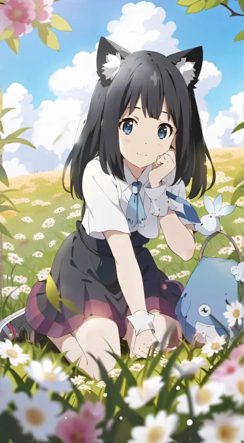 ai character: kitty cat girl background