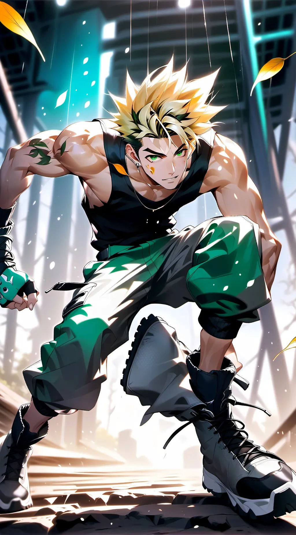 ai character: ￼Bakugo deku fini background