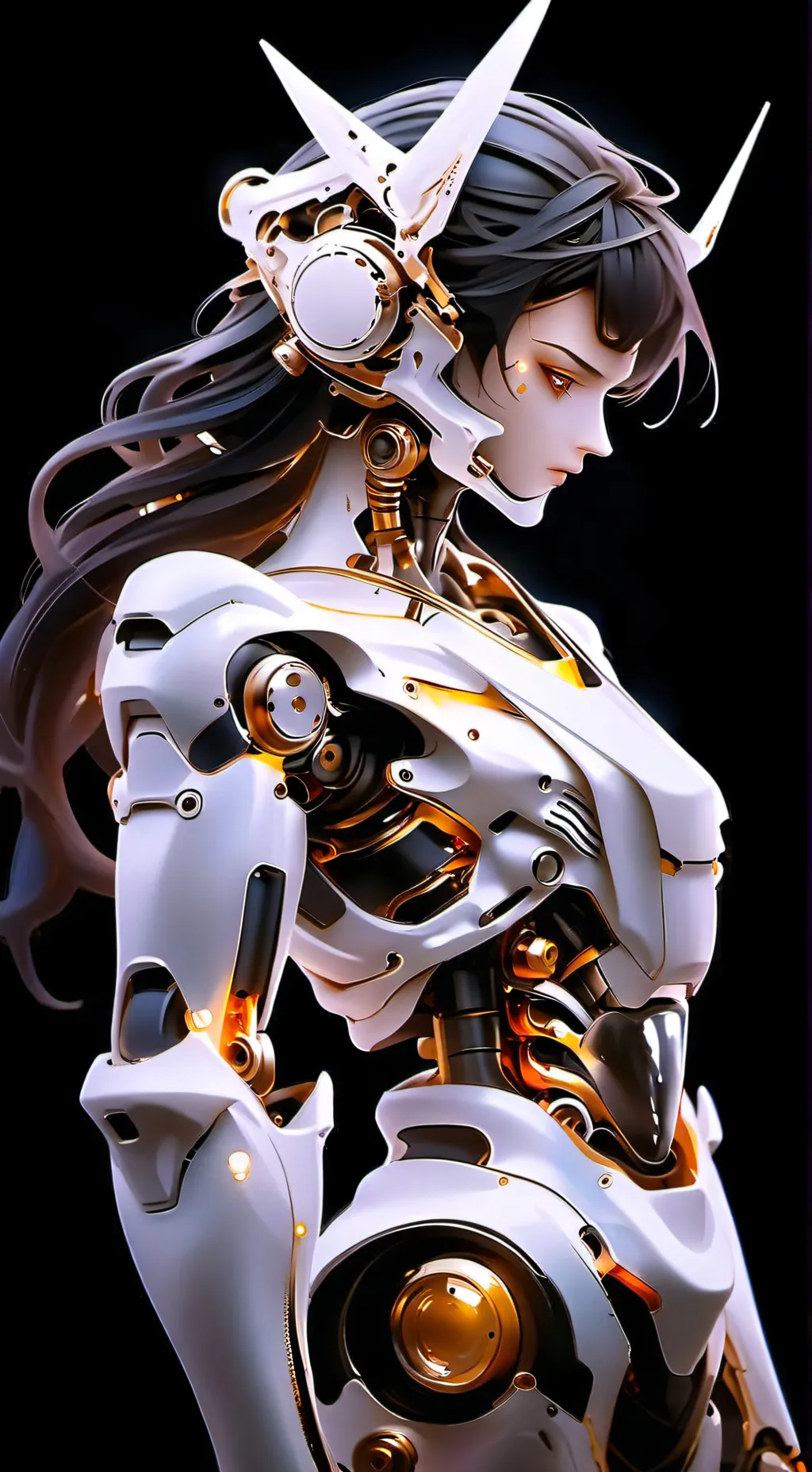 ai character: cyborg girl  background