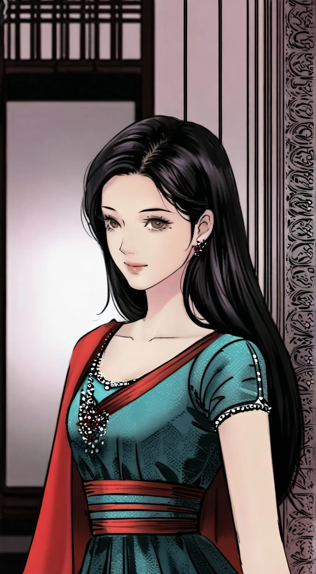 ai character: Hurren🥀🌒 background