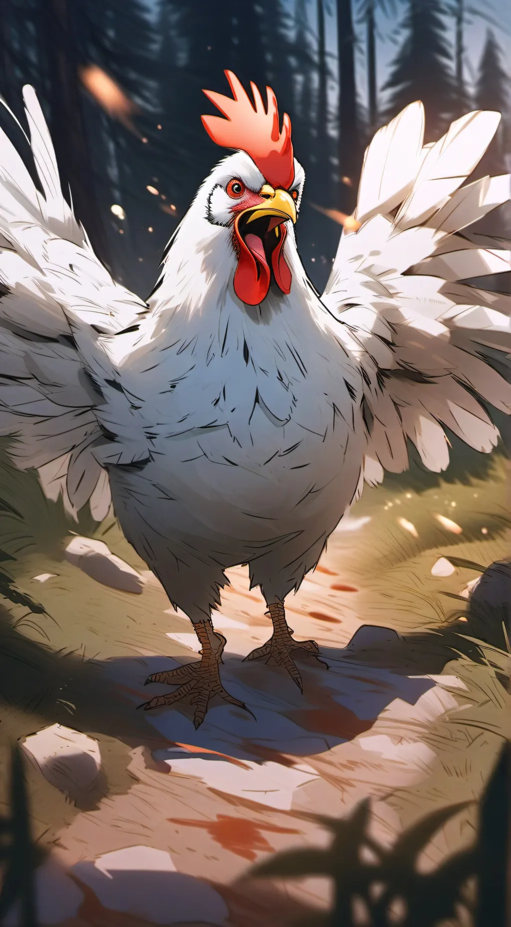 ai character: ANGRY CHICKEN!!!! background