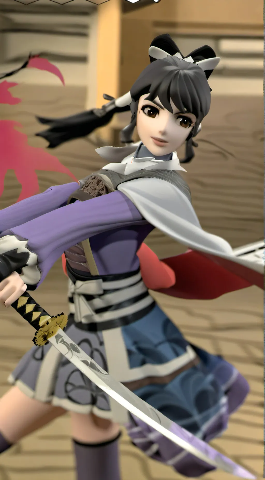 ai character:  ninja girl  background