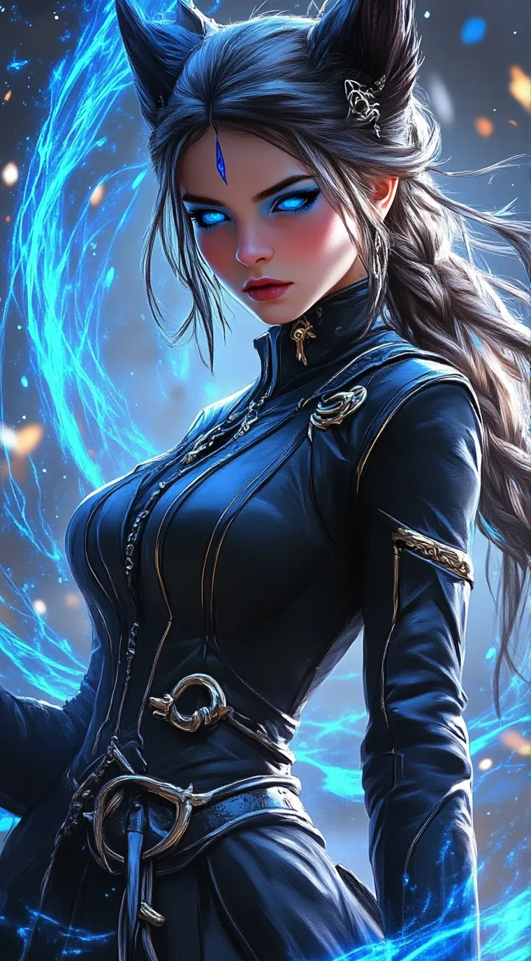 ai character: miss black background