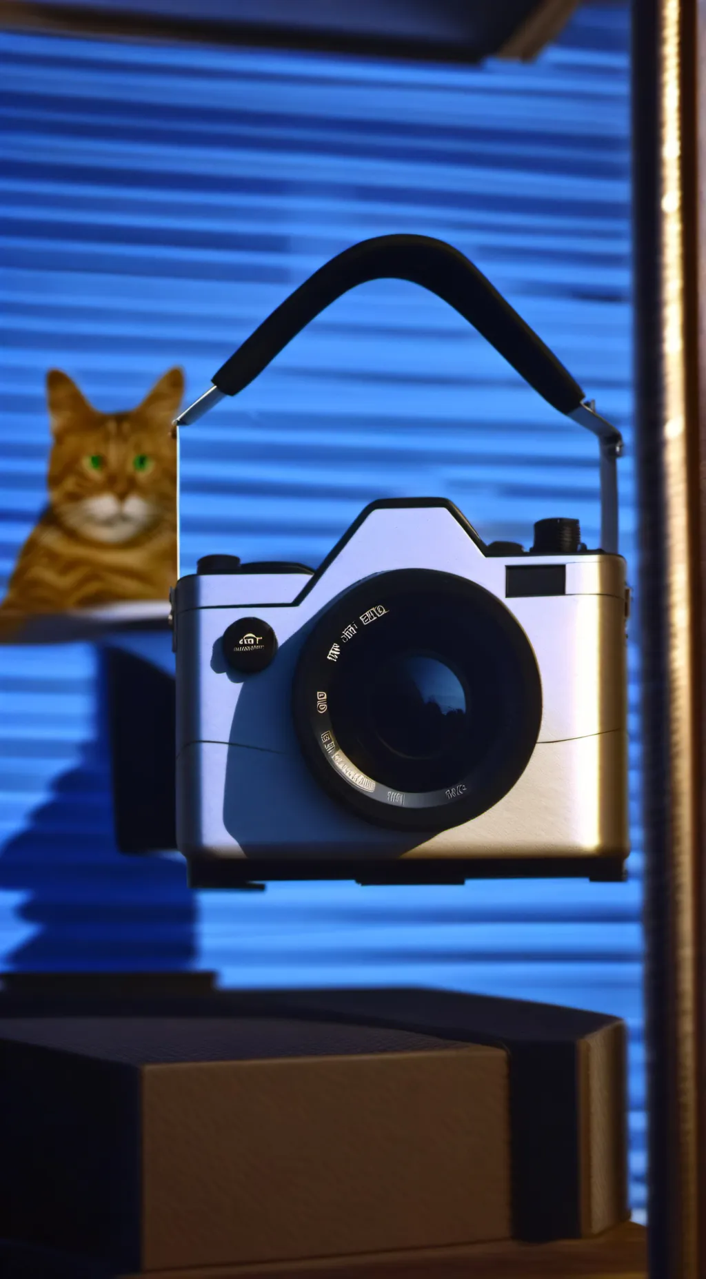 ai character: camera man cat background