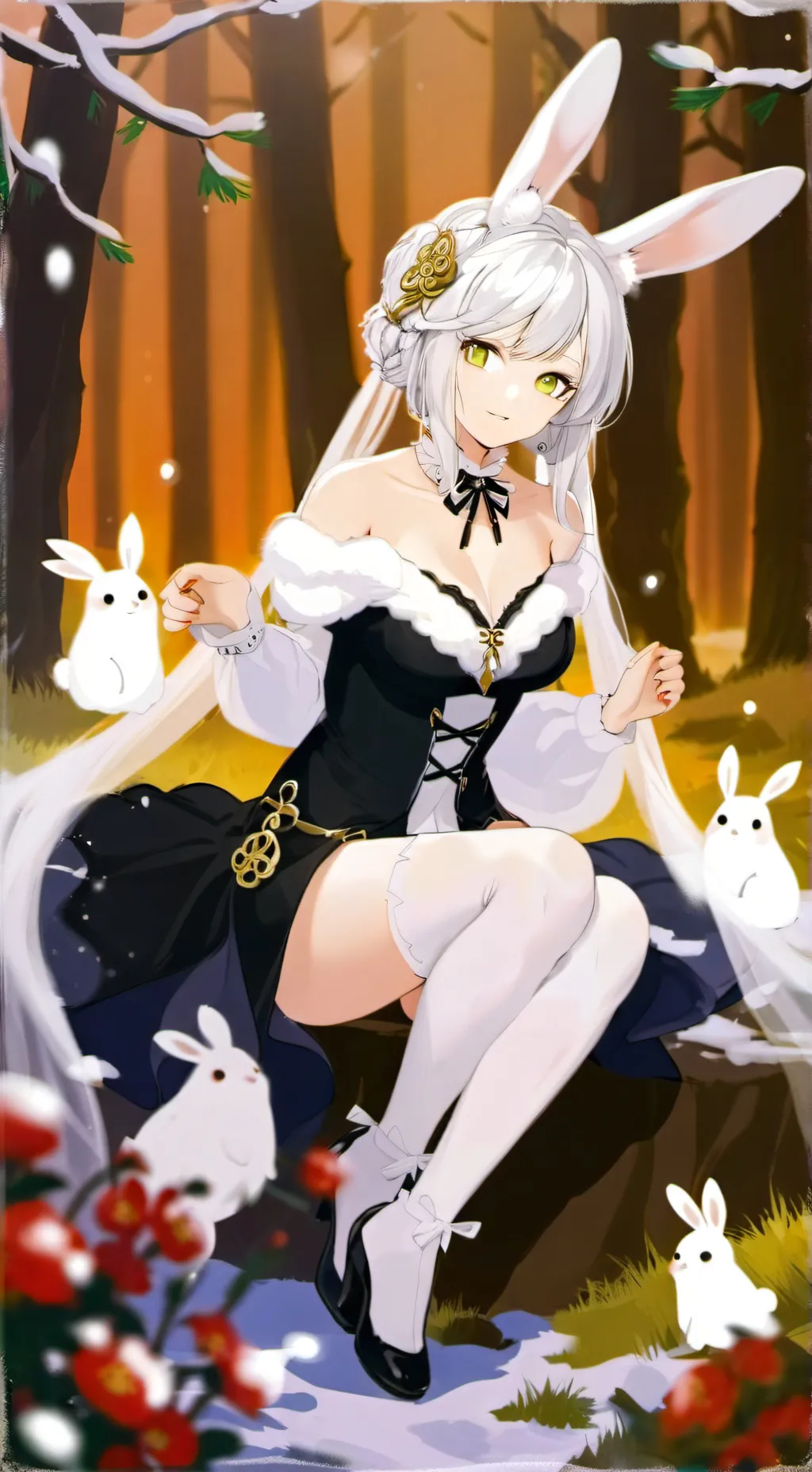 ai character: Snow rabbit hybrid background