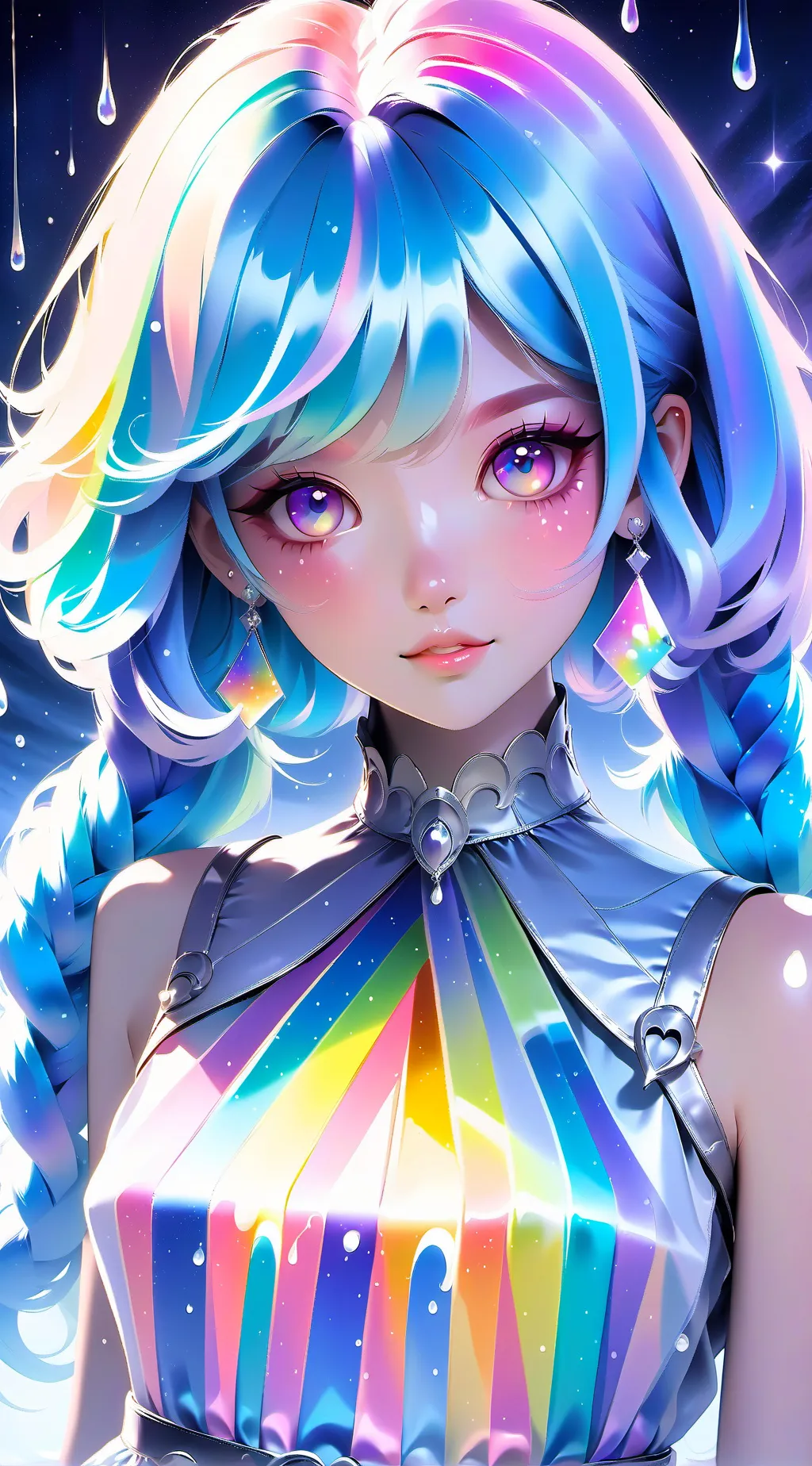 ai character: Rainbow background
