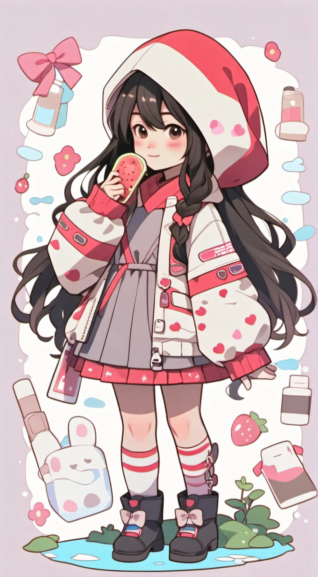 ai character: watermelon background